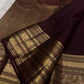 Espresso brown pure silk Kanchipuram saree with antique gold mayil chakram buttas, peacock-green detailing, and a detailed peacock and arai maadam pallu, view 4.