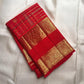 Arakku Red Pure Kanchipuram Silk Zari Kattam Saree with Rettapet Border