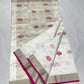Cream Silver Katan Silk Chanderi handloom saree — full saree