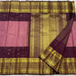 Dusty rose and aubergine handwoven pure silk Kanchipuram Korvai saree — close view of the body weave and texture