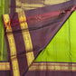Thulir pachai green handwoven pure silk Kanjeevaram Rettapet saree with aubergine border, photo 2 of 5