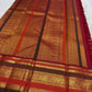 Ivory pure silk Kanchipuram saree, traditional border gold zari with warm ivory with arakku-red, vermilion and manthulir-green accents
