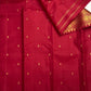 Crimson rose red handwoven pure silk Kanjipuram Butta saree with gold zari and green edge, photo 5 of 5