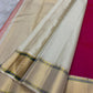 Raspberry Magenta and Warm Ivory Gold Butta handwoven pure silk Kanchipuram saree, view 3 | Idam Living