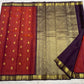 Rust and aubergine handwoven pure silk Kanchipuram Korvai saree — overview of the full saree drape