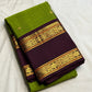 Thulir pachai green handwoven pure silk Kanjeevaram Rettapet saree with aubergine border, photo 4 of 5