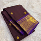 Handwoven Kanchipuram saree with royal violet border and antique gold deer motifs