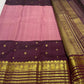 Dusty rose and aubergine handwoven pure silk Kanchipuram Korvai saree — detail of the saree border