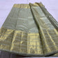 Sage green handwoven pure silk Kanchipuram Varisaipet saree — overview of the full saree drape