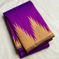 Kathiripoo violet handwoven pure silk Kancheepuram Ettukol saree with gold zari temple border, photo 5 of 5