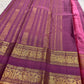 Twin peacock antique-gold Rettapet border bands with vermilion-red selvedge on rose pink purple Kanchipuram silk saree