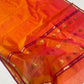 Sunset Orange and Pink Katan Silk Chanderi handloom saree — full saree