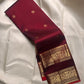 Deep arakku maroon handwoven pure silk Kanchipuram Rettapet saree with petite elephant buttas and twin peacock zari border, full view