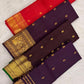 Kumkum Red Handwoven Pure Silk Kanjivaram Saree with Mayil Zari Buttas and Elephant Peacock Zari Border