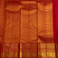 Vermilion red handwoven pure silk Kanjivaram Varisaipet saree with gold zari brocade border, photo 3 of 5