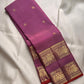 Rose pink purple handwoven pure silk Kanchipuram Rettapet saree with petite elephant buttas and twin peacock zari border, full view