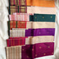 Sandalwood Ivory Varisaipet Pure Silk Kanjivaram Saree with Arakku Red and Emerald Border