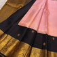 Pure Kanchipuram silk saree in kanchana purple with brown border pallu and soft gold zari motifs