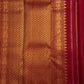 Crimson rose red handwoven pure silk Kanjipuram Butta saree with gold zari and green edge, photo 4 of 5