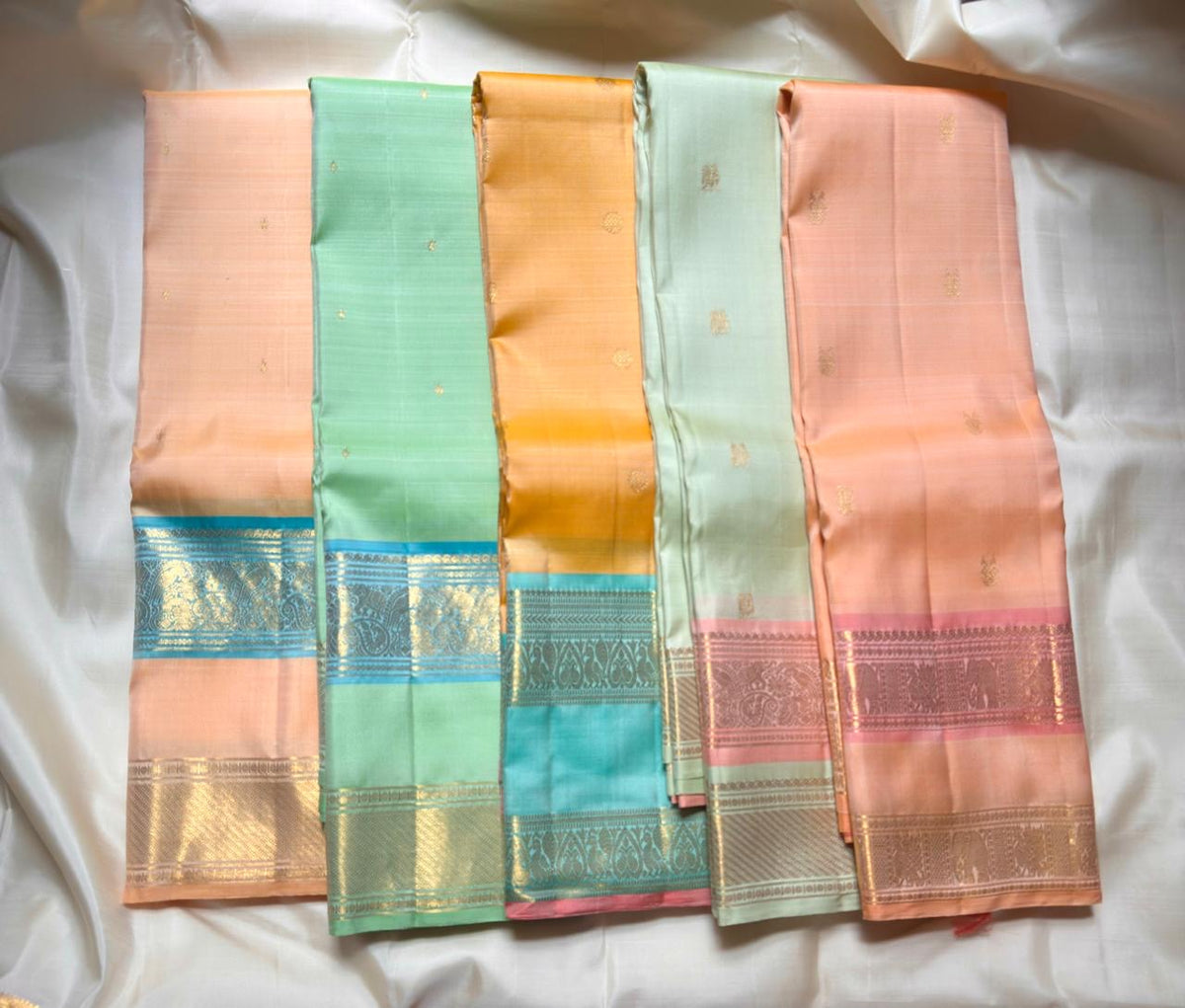 Vintage-inspired Pure Kanchipuram silk saree with gold zari pallu by Idam Living