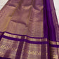 Royal oodha purple and deep aubergine Kanchipuram zari kattam silk sarees, showing body, border and detailed gold zari pallu