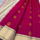 Raspberry Magenta and Warm Ivory Gold Butta handwoven pure silk Kanchipuram saree, view 2 | Idam Living