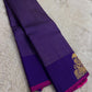 Royal oodha violet Kanchipuram Zari Kattam silk saree with twin Ambari Yaanai border