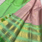 Thulir Pachai Green and Petal Pink vintage pure silk Kanchipuram Varisaipet saree, grand zari pallu, handwoven zari and ornate border