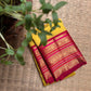 Turmeric Yellow & Arakku Red Pure Kanchipuram Silk Varisaipet saree, additional view