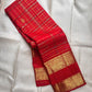 Arakku Red Pure Kanchipuram Silk Zari Kattam Saree with Rettapet Border
