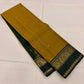 Antique Gold and Forest Green Handwoven Pure Silk Kanjivaram Saree with Mayil Butta Border
