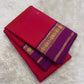 Raspberry Red and Purple Handwoven Pure Silk Kanjivaram Saree with Korvai Border