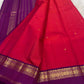 Raspberry Red and Purple Handwoven Pure Silk Kanjivaram Saree with Korvai Border