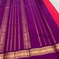 Raspberry Red and Purple Handwoven Pure Silk Kanjivaram Saree with Korvai Border