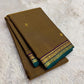 Bronze and Teal Handwoven Pure Silk Kanjivaram Saree with Purple and Teal Border