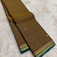 Bronze and Teal Handwoven Pure Silk Kanjivaram Saree with Purple and Teal Border