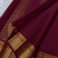 Deep Burgundy Handwoven Pure Silk Kanjivaram Saree with Gold Zari Varisaipet Border