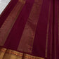 Deep Burgundy Handwoven Pure Silk Kanjivaram Saree with Gold Zari Varisaipet Border