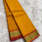 Canary Yellow and Rust Handwoven Pure Silk Kanjivaram Saree with Varisaipet Border
