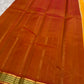 Canary Yellow and Rust Handwoven Pure Silk Kanjivaram Saree with Varisaipet Border