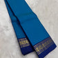 Cerulean Blue and Navy Handwoven Pure Silk Kanjivaram Saree with Mayil Butta Border