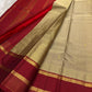 Champagne Gold and Rust Orange Handwoven Pure Silk Kanjivaram Saree with Korvai Border