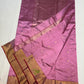 Rose Pink Gold Border Pattu Silk Chanderi saree, body closeup