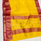 Turmeric Yellow and Red Gold Katan Silk Chanderi handloom saree — full saree