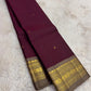 Deep Plum and Antique Gold Handwoven Pure Silk Kanjivaram Saree with Varisaipet Border
