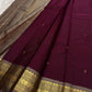Deep Plum and Antique Gold Handwoven Pure Silk Kanjivaram Saree with Varisaipet Border