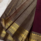 Deep Plum and Antique Gold Handwoven Pure Silk Kanjivaram Saree with Varisaipet Border