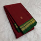 Deep Red and Forest Green Handwoven Pure Silk Kanjivaram Saree with Varisaipet Border