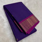 Deep Violet and Magenta Handwoven Pure Silk Kanjivaram Saree with Varisaipet Border