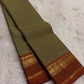 Moss Green and Rust Handwoven Pure Silk Kanjivaram Saree with Korvai Border